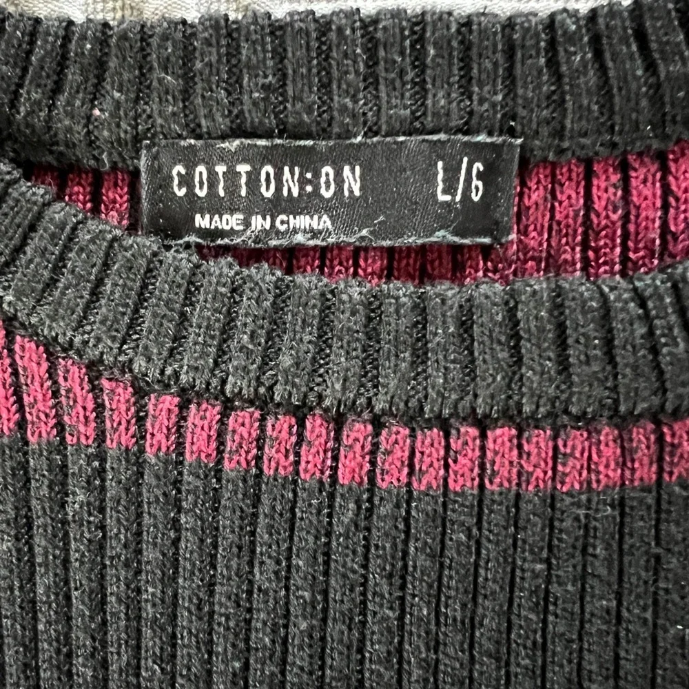 Cotton On short sleeve striped sweater dress, black, grey, pink, magenta - Large - Picture 9 of 12